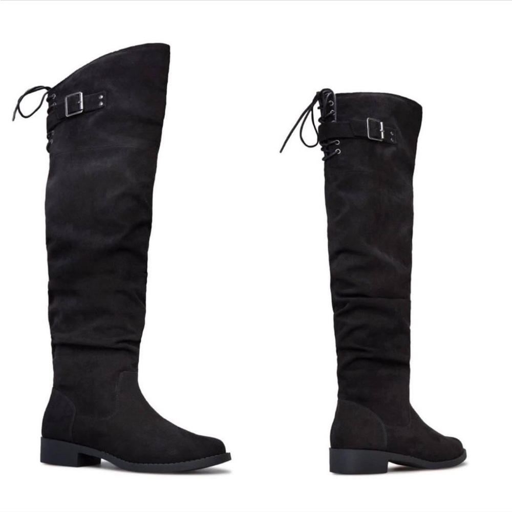 Over The Suede Black Boots
